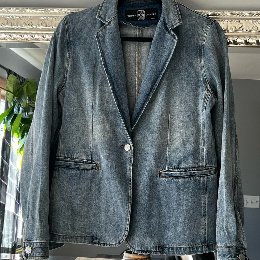 Hipchik skull denim blazer